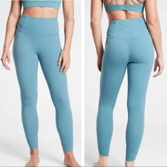Athleta Elation Pirouette 7/8 Tight Leggings in dusty blue green size small - Picture 1 of 11